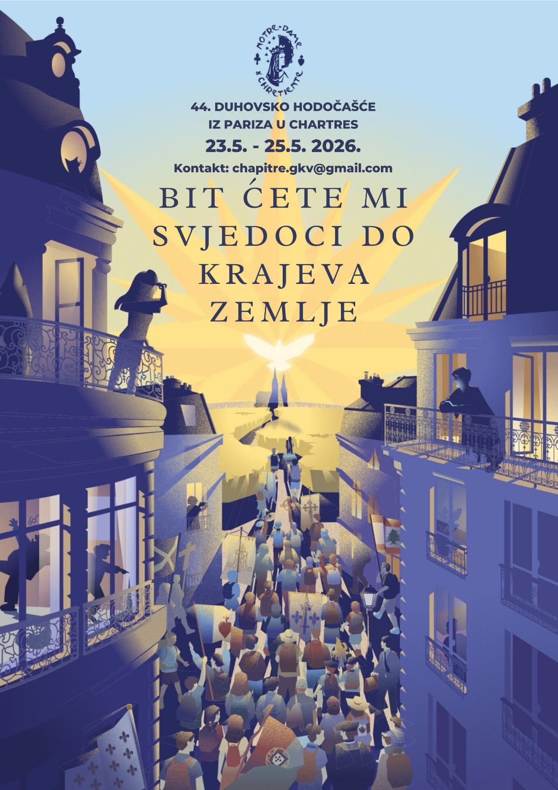 Plakat 44. Duhovskog hodočašća Pariz – Chartres 2026.
